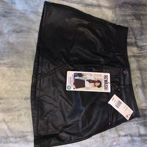 Black leather mini skirt